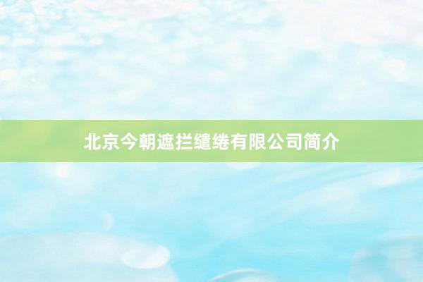 北京今朝遮拦缱绻有限公司简介