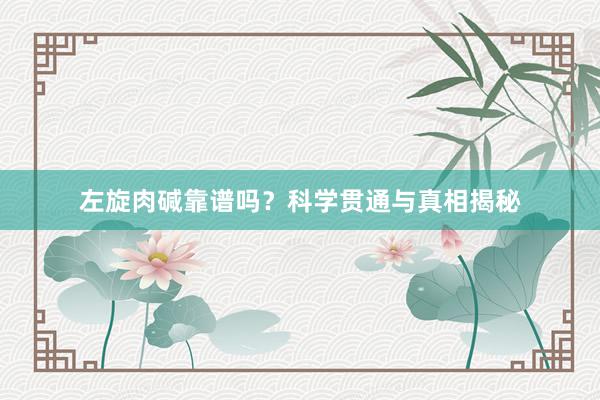 左旋肉碱靠谱吗?科学贯通与真相揭秘